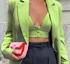 SP2336B 2019 Fruit green loose medium length casual Women Jackets