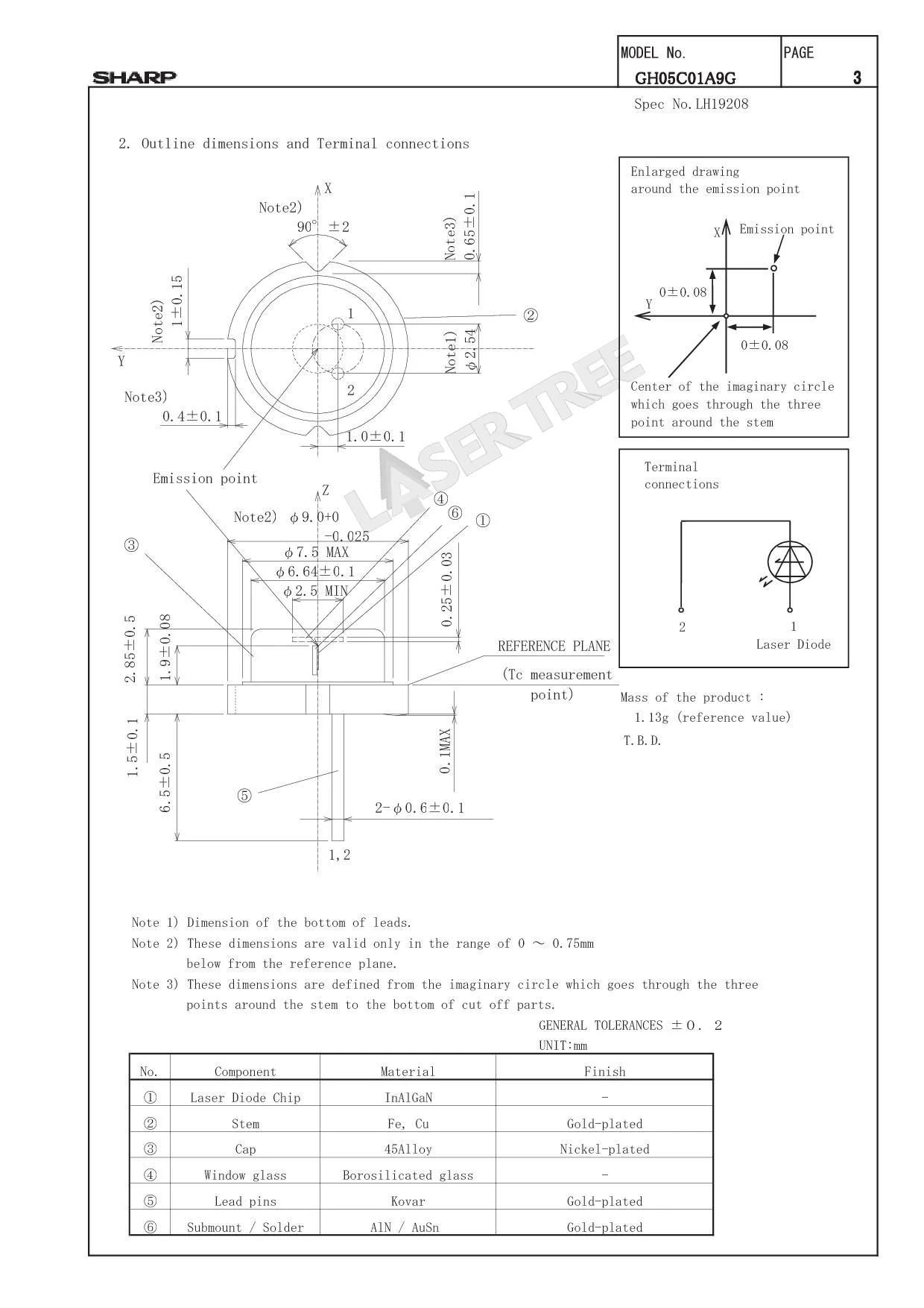 Sharp GH05C01A9G 520nm 500mW TO-5 9mm Green Laser Diode