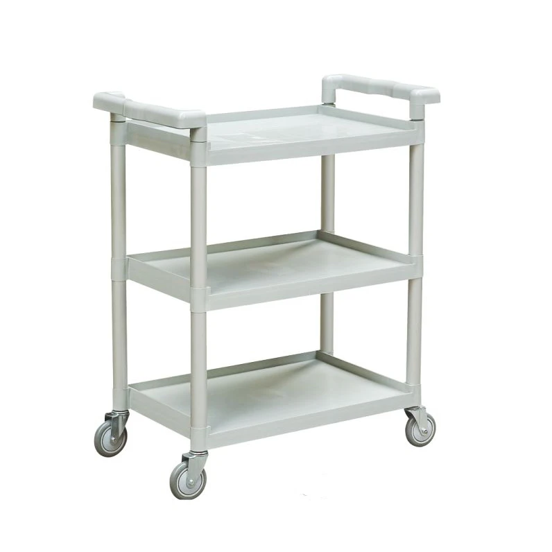 Small 81cm Grey Utility Cart 3 Shelves Service Pp Plastic Small 81cm Grey Utility Cart 3 Shelves