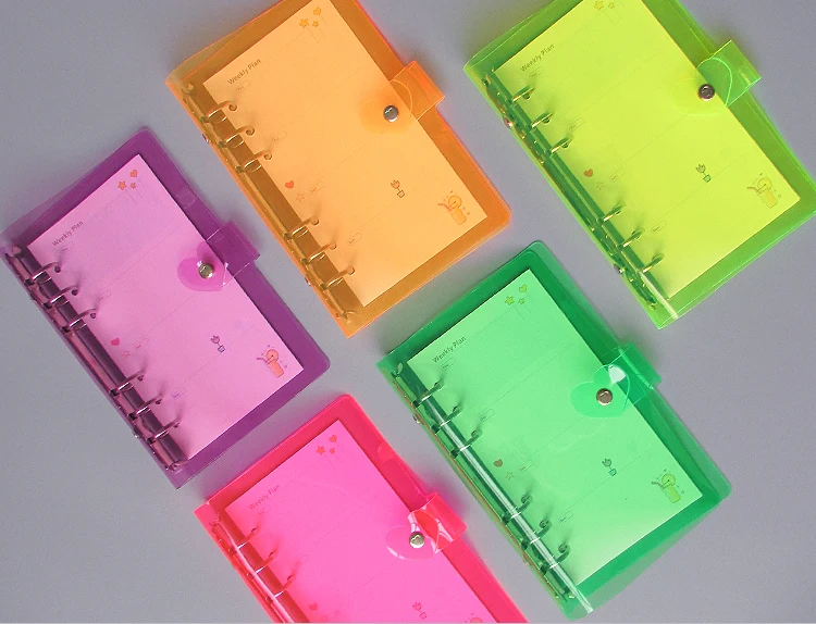 Custom Clear Pvc Soft Colorful 6 Hole Small Mini Size A7 Ring Binder