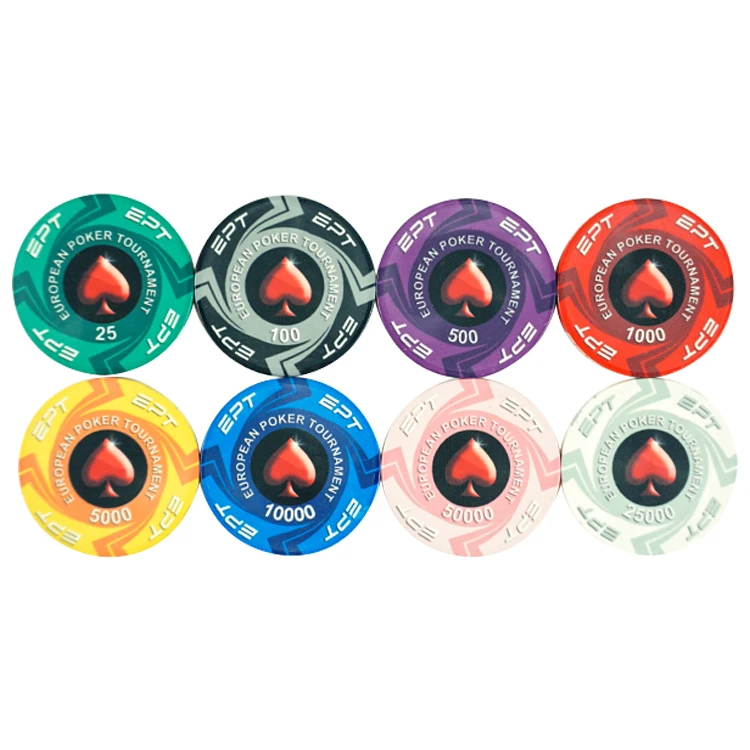 Hot Sale Ept Custom Ceramic Poker Chips Set With Red Poker Stars