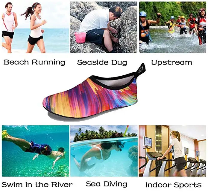 JIASUQI Kids Womens and Mens Classic Barefoot Water Sports Skin Shoes Aqua Socks for Beach Swim Surf Yoga Exercise 