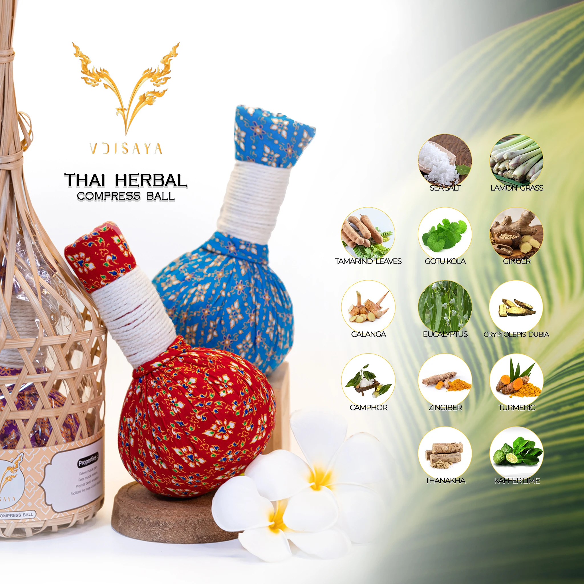 Vdisaya Thai Herbal Compress Ball Compress Ball Home Spa Hand Made Product 100 Thailand Natural 9115