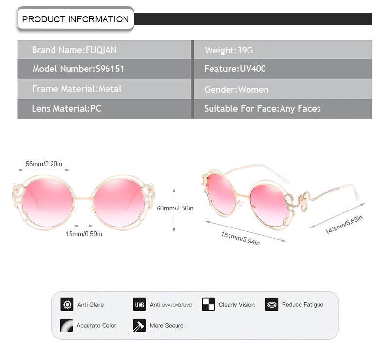 Retro Round Glass OEM Diamond Personality Hollow Shaped Frame Women Sunglasses