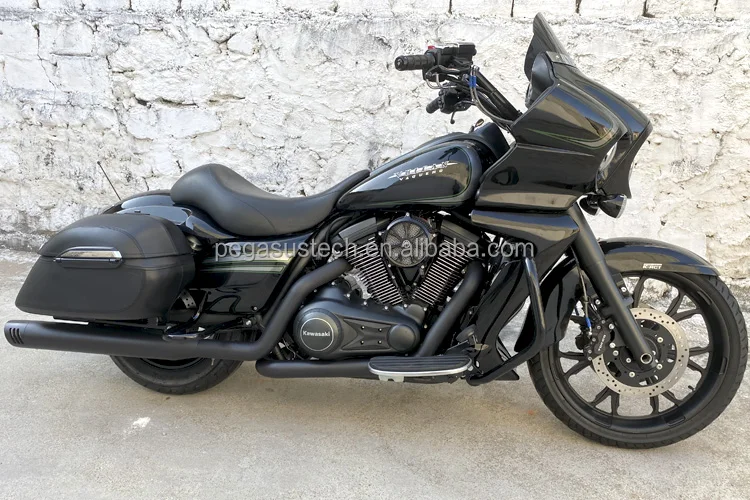 Universal Motorcycle Leather Hard Saddlebags For Kawasaki Vulcan S Vn