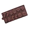 Silicone Christmas Chocolate Mold 12 holes gift box santa claus Trees Holiday cookie candy mold