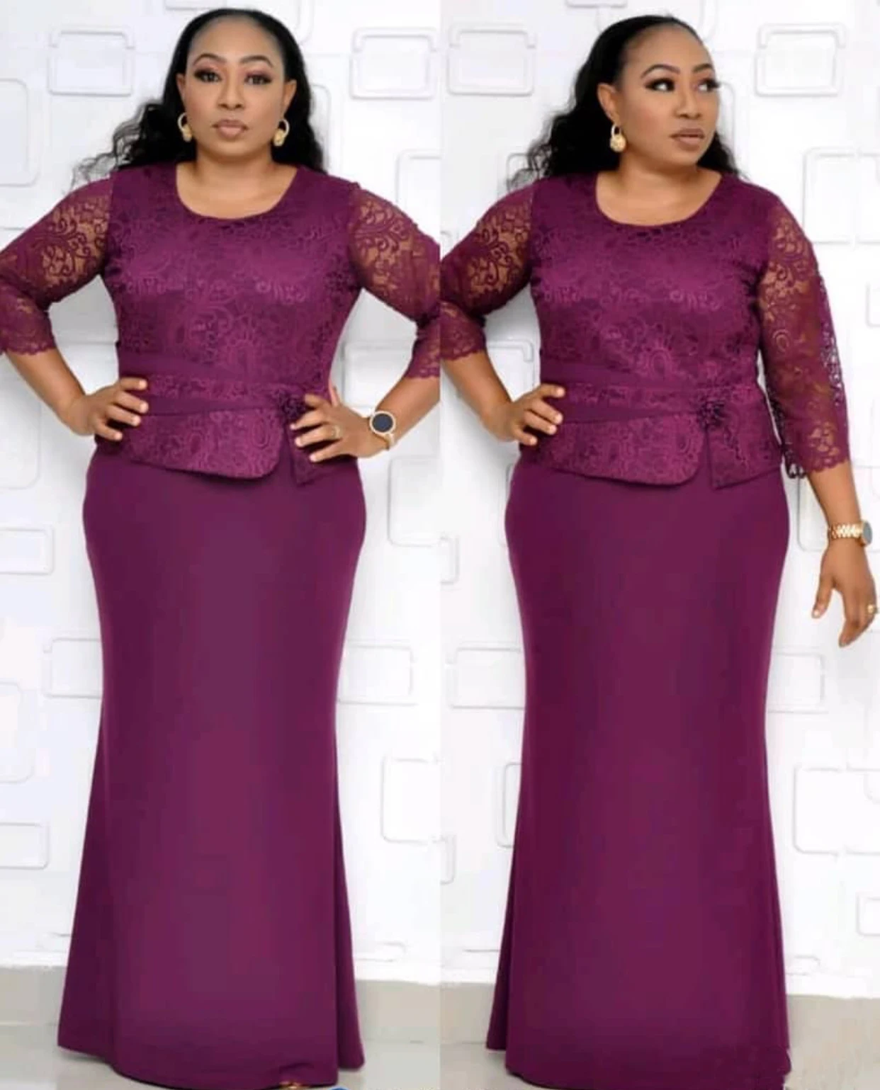 Direct sale african women's dress oversize simple pattern coat two-piece casual big fat suit plus size dresses KC-AM395