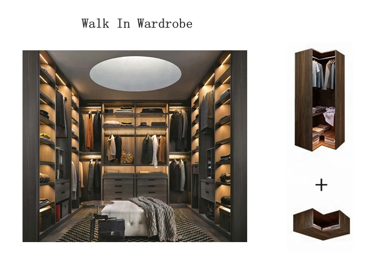 Customized Bedroom Furniture Wood Wardrobe Cloak Room Dressing Room Walk-In Closet