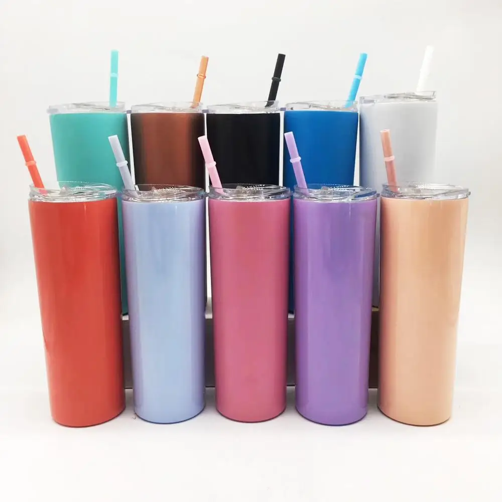 20 Oz Stainless Steel Skinny Tumbler Bpa-free Custom Straw Tumbler ...