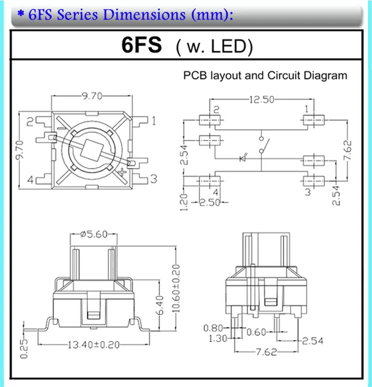 6FS LED IP67 Waterproof led push button switch with or without cap