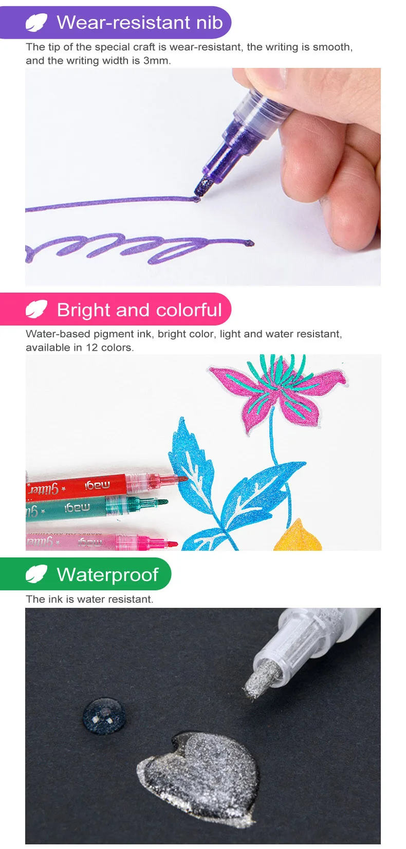 Wholesale Glitter Markers Pens Set Coloring Pens Painting Art Marker  Highlighters for DIY Card Making Drawing From m.