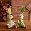 A set of two green bud resin dolls,Home furnishing articles