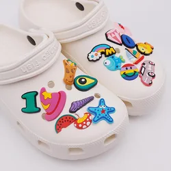 XuanSi Company Fashion Design 1pack of 4pcs Cute Cartoon PVC Soft Rubber Shoe Decoration Charm Bracelet Flat Shoe Flower