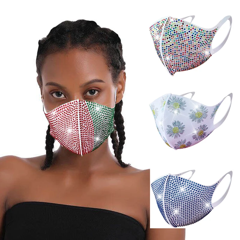 
Wholesale diamond cotton mask are washable reusable one ear mask with party dance and nightclub mask 