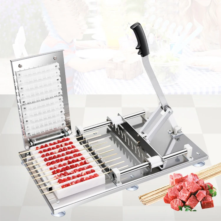 Manual Automatic Skewer Making Machine Bbq Meat Skewering Machine Kabab