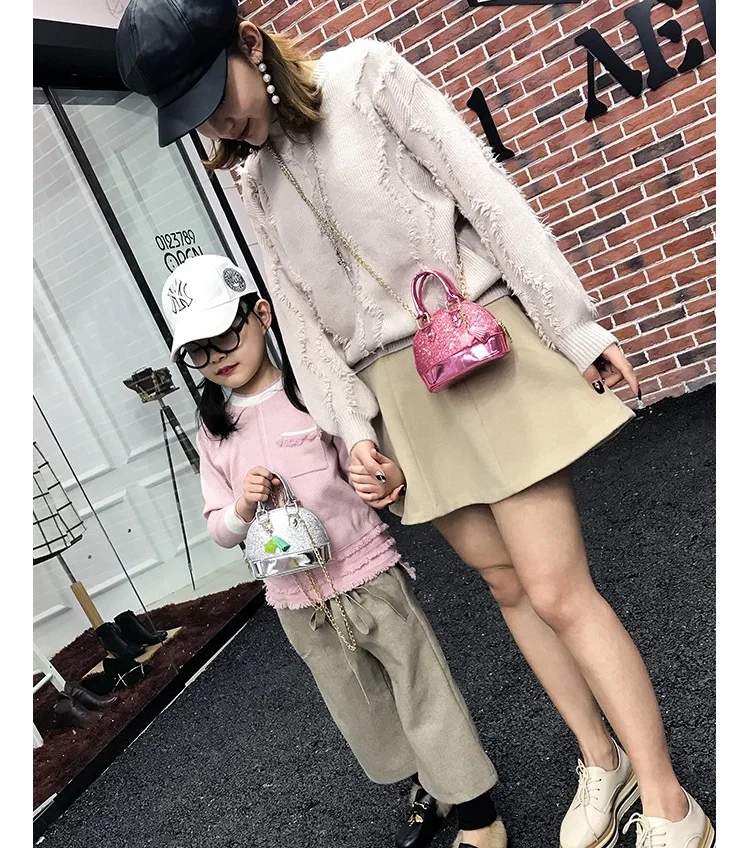 
Creative design round color sequin children bags for girls crossbody Parent-child crossbody bag 