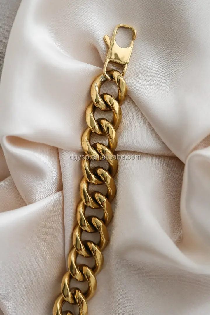 黄金厚重链条手镯古巴链接手镯批发定制手镯 - buy stainless steel