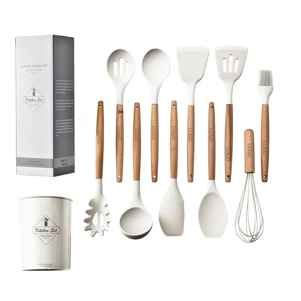 product customized wholesale high quality silicone kitchen utensils set high temperature spatula spoon silicone spatula kitchenware set-7