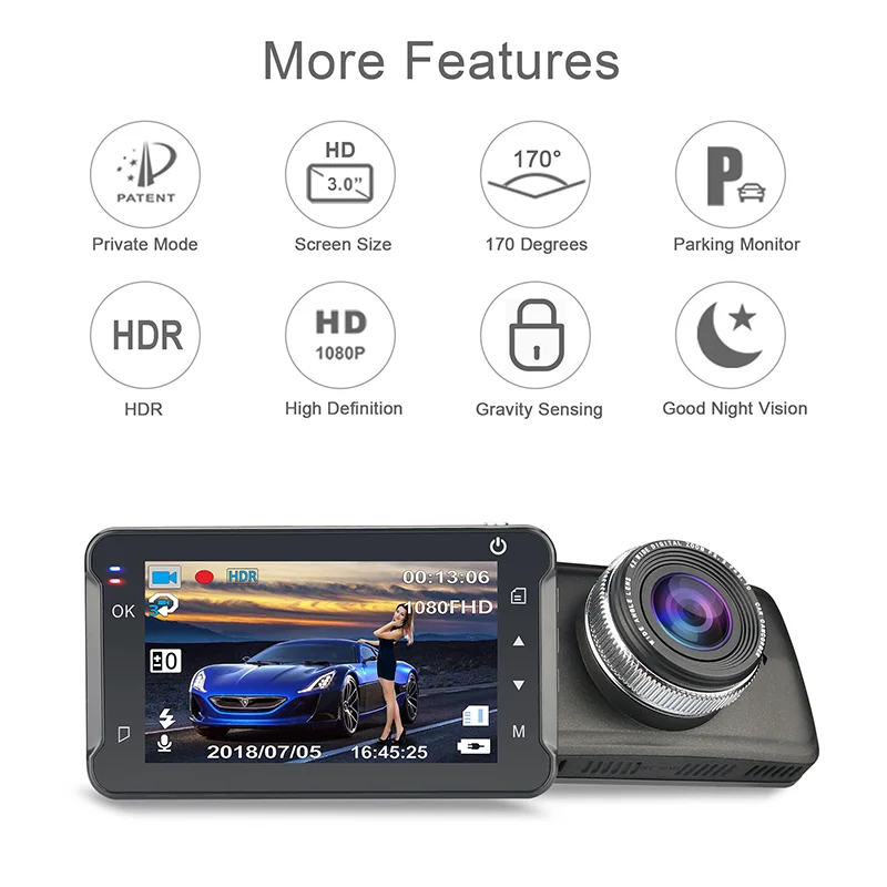 Fhd 1080p H.264 Car Video Recorder Dash Cam: User Manual Included