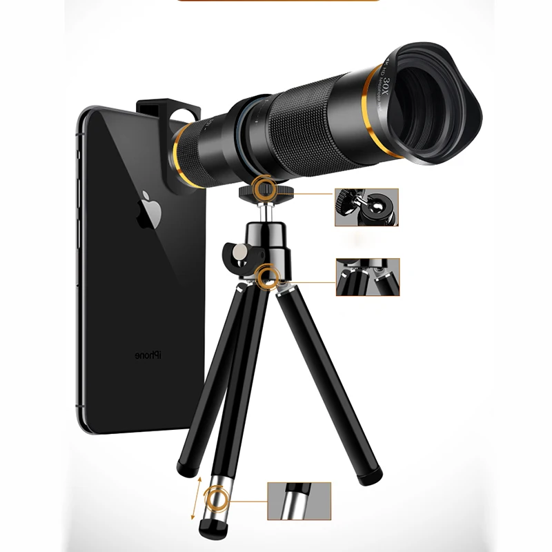 30x Hd Zoom Telephoto Lens For Mobile Phone Lens With Phone Adapter And ...