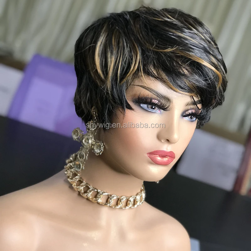 Shy New Arrival Short Wig Color 100% Synthetic Hair Pixie Cut Human Hair Wig  Ombre Color Synthetic Hair For Black Women - Buy 100% Synthetic Hair,Pixie  Cut Human Hair Wig,Ombre Color Synthetic