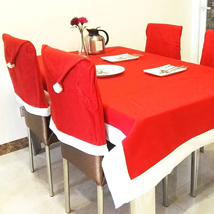 Christmas Decorative Chair Cover Xmas Dining Cloth Chairs Covers Home Santa Claus Large Red Hat Hotel Table Decor