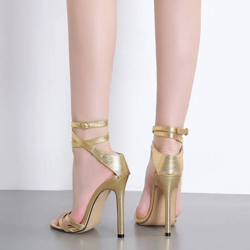 女士冬季金色蛇超高跟凉鞋高品质优雅晚会穿 - buy 2020 new fashion