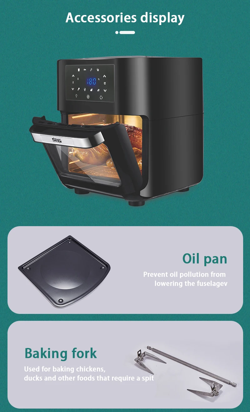 Dsp Air Fryer Multifunctional 1700w 12l Capacity Electric Fryer Fries