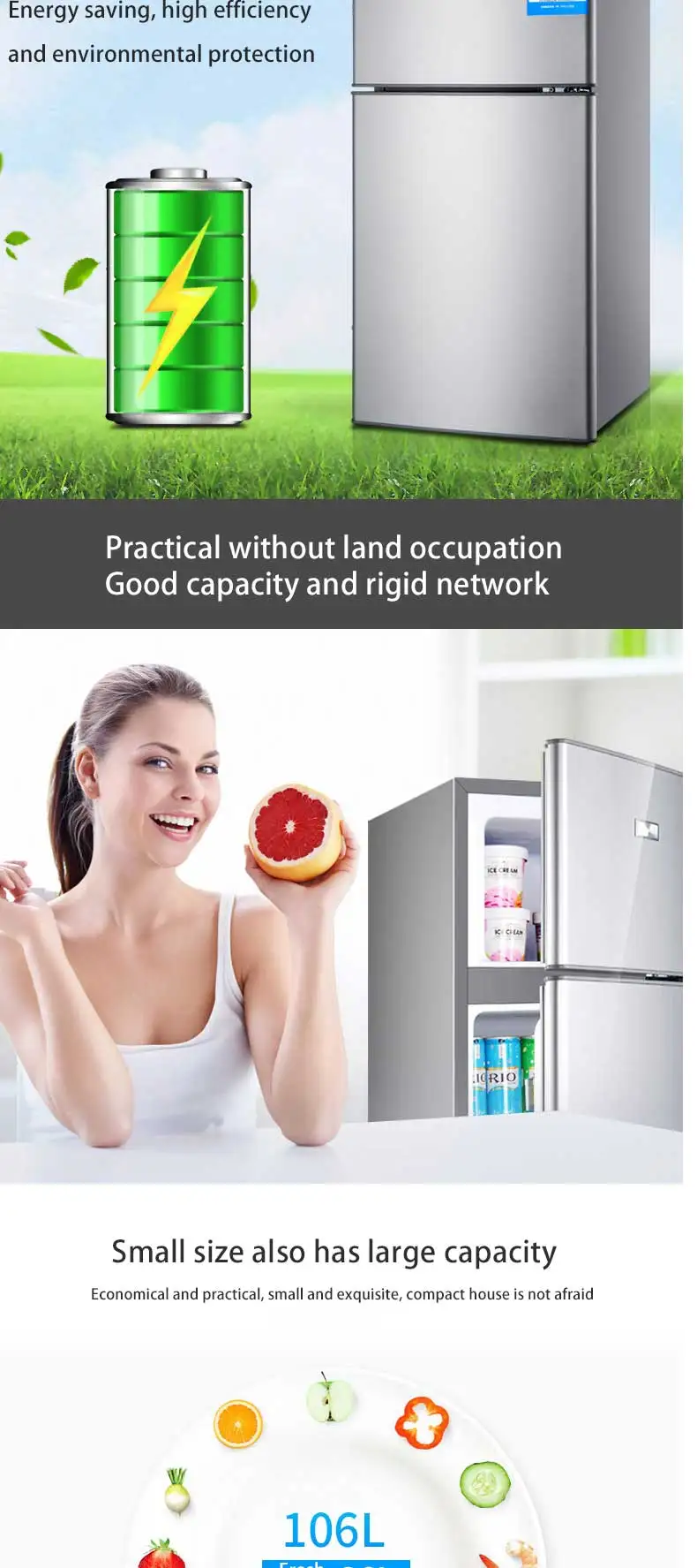 106l double door refrigerator mini mini refrigerator household refrigeration