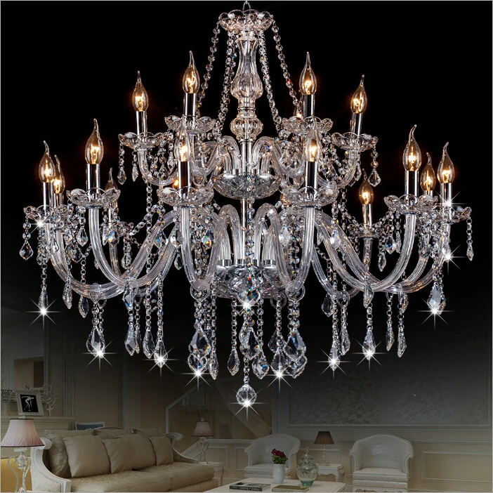 Promotional hoteselling fast delivery transparent 2 layers crystal chandelier big k9 crystal lamp for decoration