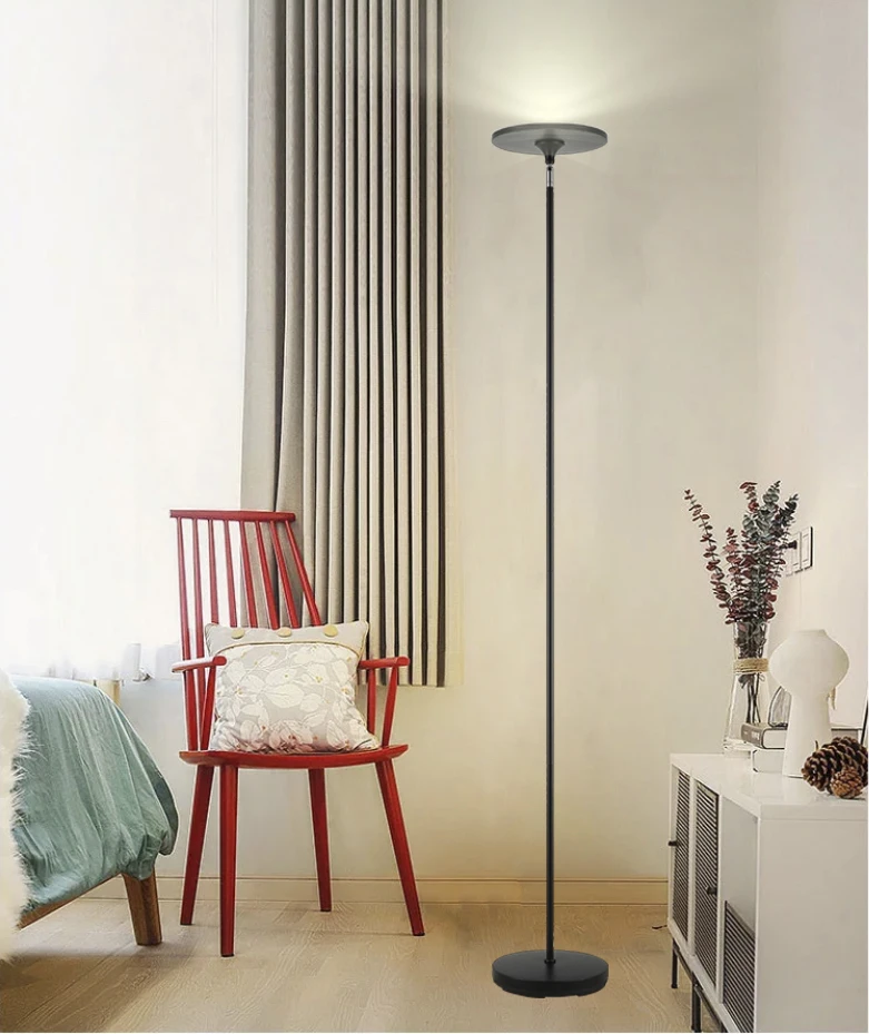 Single Tube Round Shade back LED Floor Lamp standard with Foot Dimmer Switch