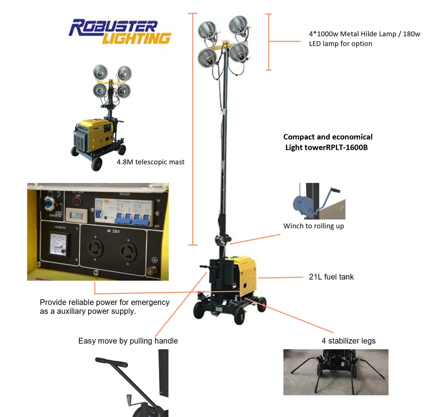 Diesel Portable Generator With Flood Lights Lighting Tower Buy Diesel