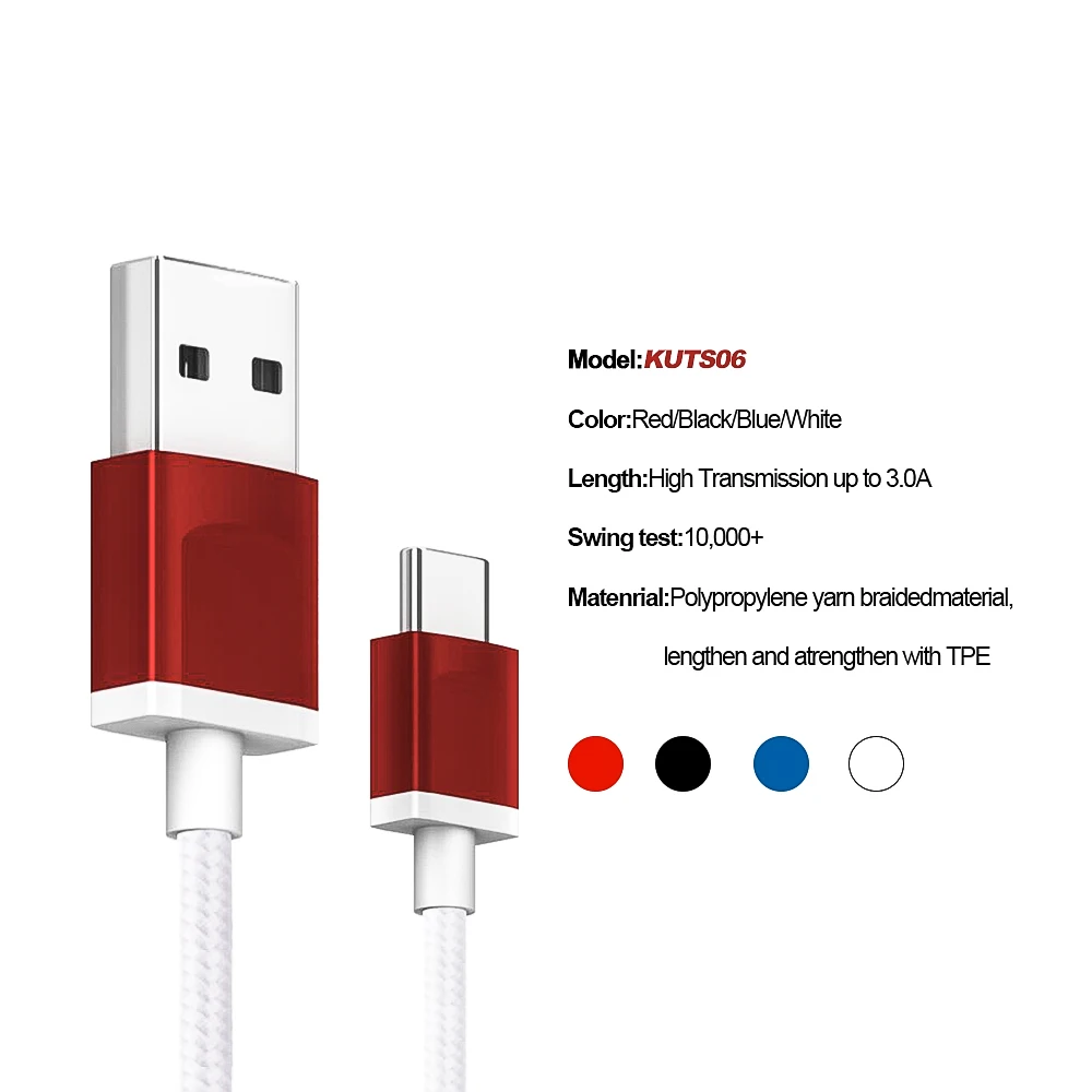 Factory Price USB Type C Cable 3 A C-type Charging Cable Braided Gtwin - ANKUX.COM