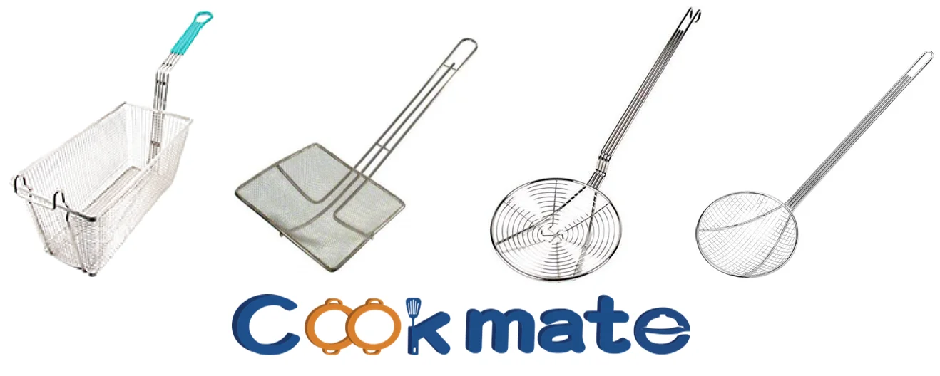 Fine Mesh Deep Fryer Oil Skimmer / Strainer Professional Set Of Two