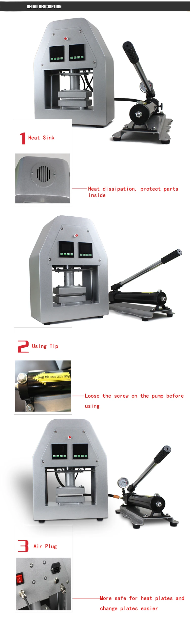 Dual Heating Plates Manual Rosin Tech Heat Press Hydraulic Rosin Press 20 Tons