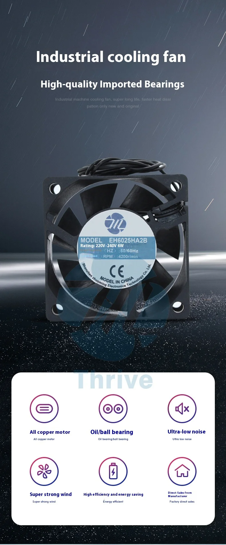 Ec6025 Industrial Fan, 6cm, 110-220V - detail 2