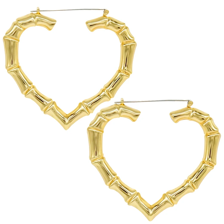 2020 African Jewelry Custom Name Big 14k Gold Plated Hoop Bamboo Earrings For Women - Buy Bamboo ...