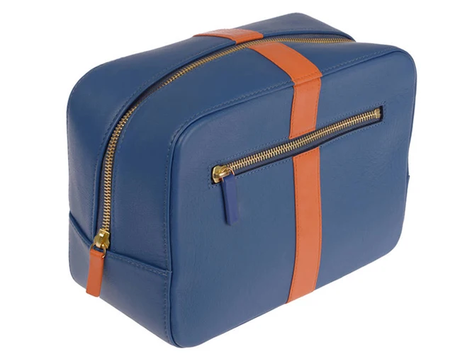 Mens Handcrafted Leather Wash Bag Luxury Travel Toiletry Bags For Men