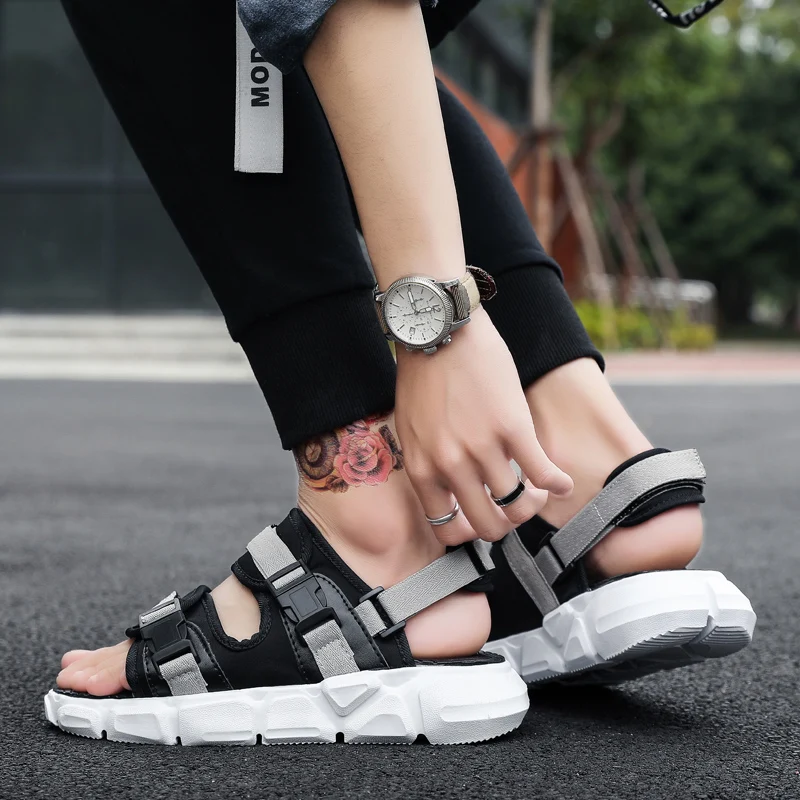 Plain Flat Ankle Strap Sandal Luxury Fashion Summer Pu Buckle Black ...