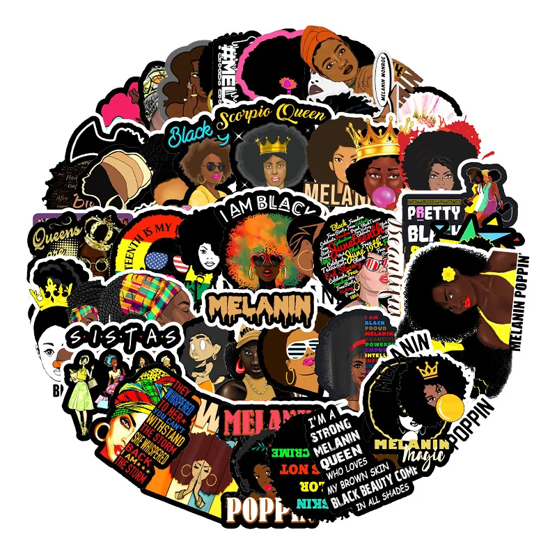 50pcs Pop Melanin Poppin Sticker For Skateboard Guitar Luggage Laptop ...