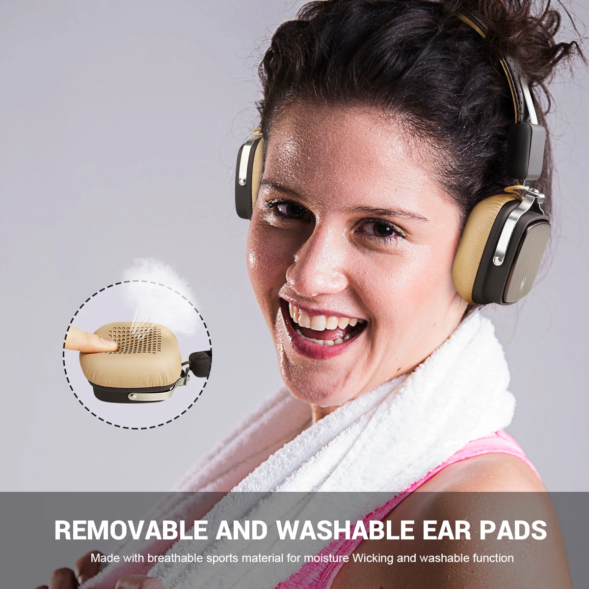 OneOdio Original Elysium Wireless Headsets Foldable Headset With Mic Metal Lightweight Headphone 500mAh Black/ Beige - ANKUX.COM