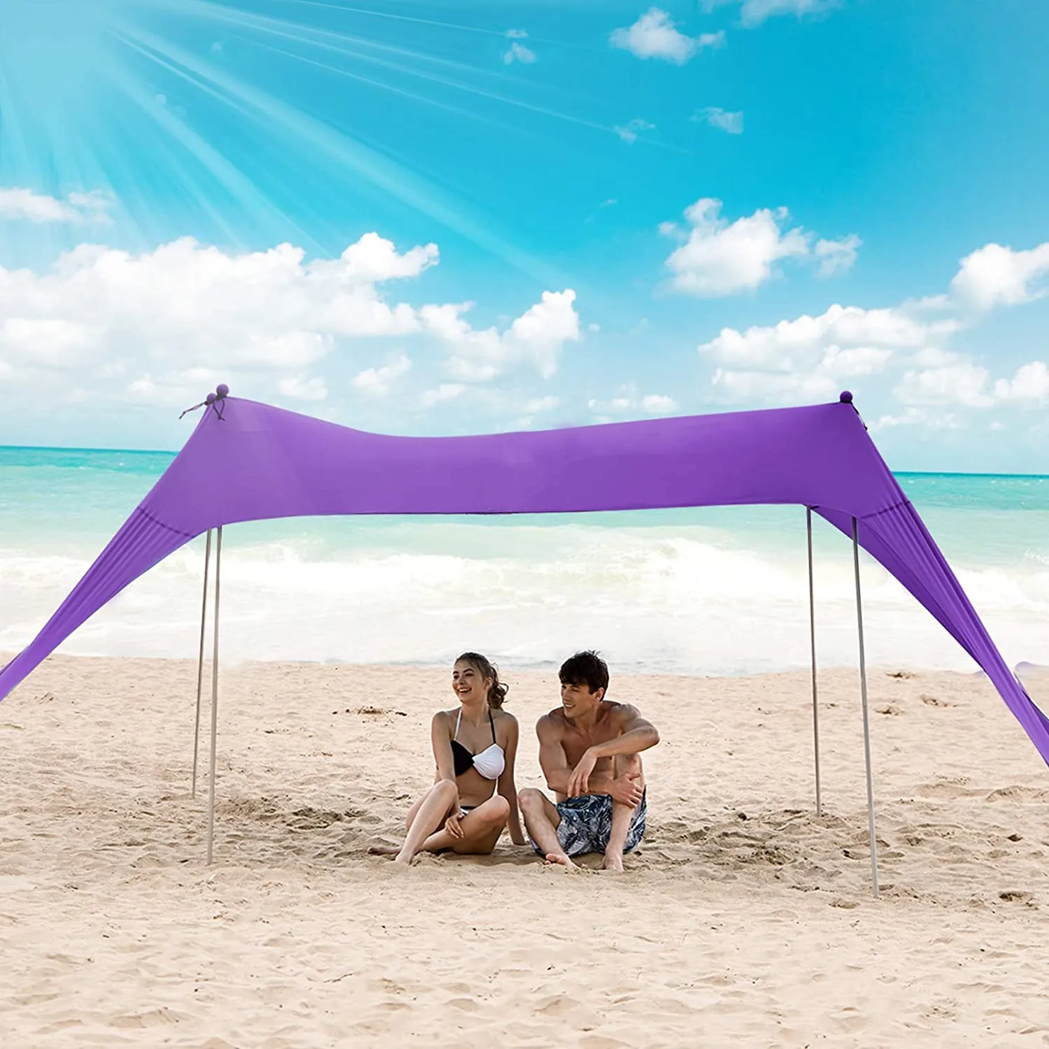 Woqi Family Beach Tent Sunshade Canopy Pop Up Sun Shelter 4 Pole with Carry Bag for Beach Alibaba