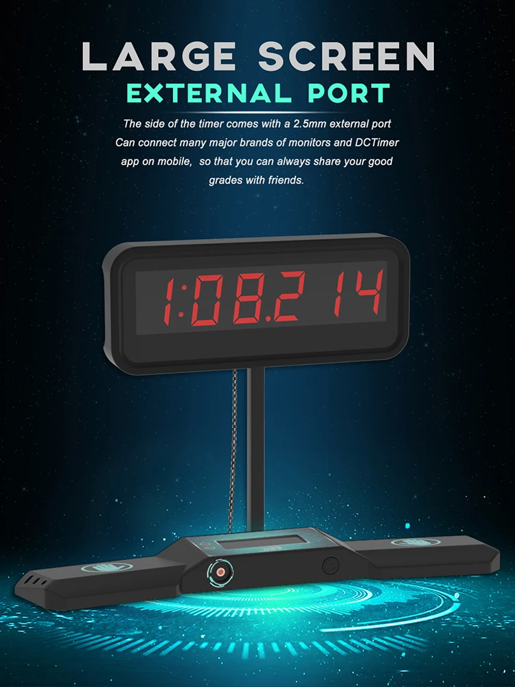 Yongjun professional cube competition black/grey ABS plastic large cube timer display