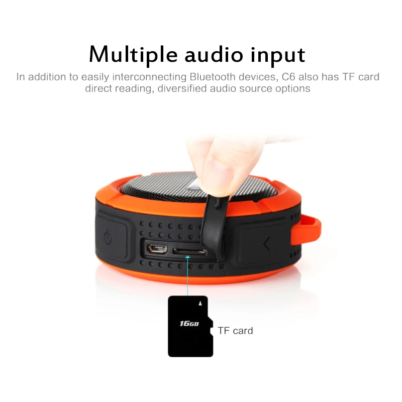 C6 Portable Wireless Bluetooth Speaker With Calls Handsfree and Suction Cup Waterproof Shower Mini outdoor Plastic Speaker - ANKUX.COM