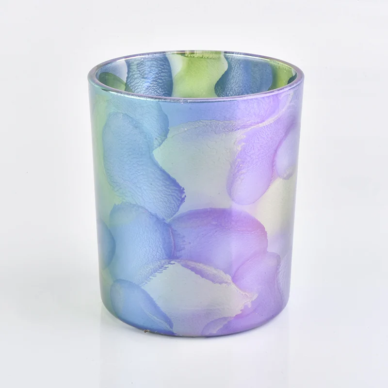 Special Decoration Blue cloud 10oz Glass Candle Jars For Candle Making