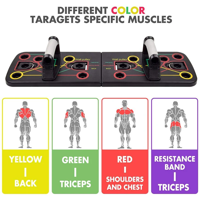 Multi-Function Portable Bracket training Push Up Board with Resistance Band