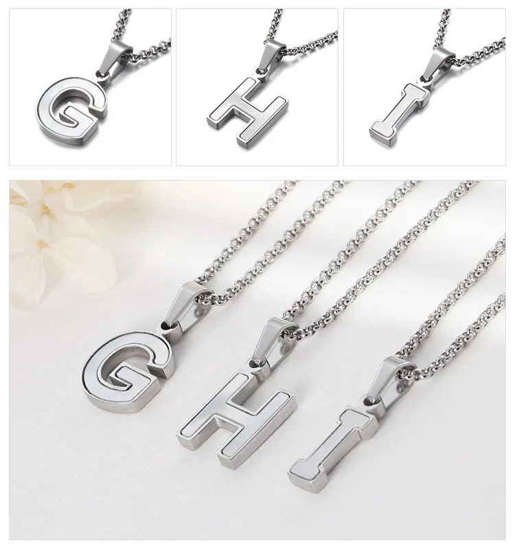 26 Letter Stainless Steel Pendant Necklace For Women Fashion Classic ...