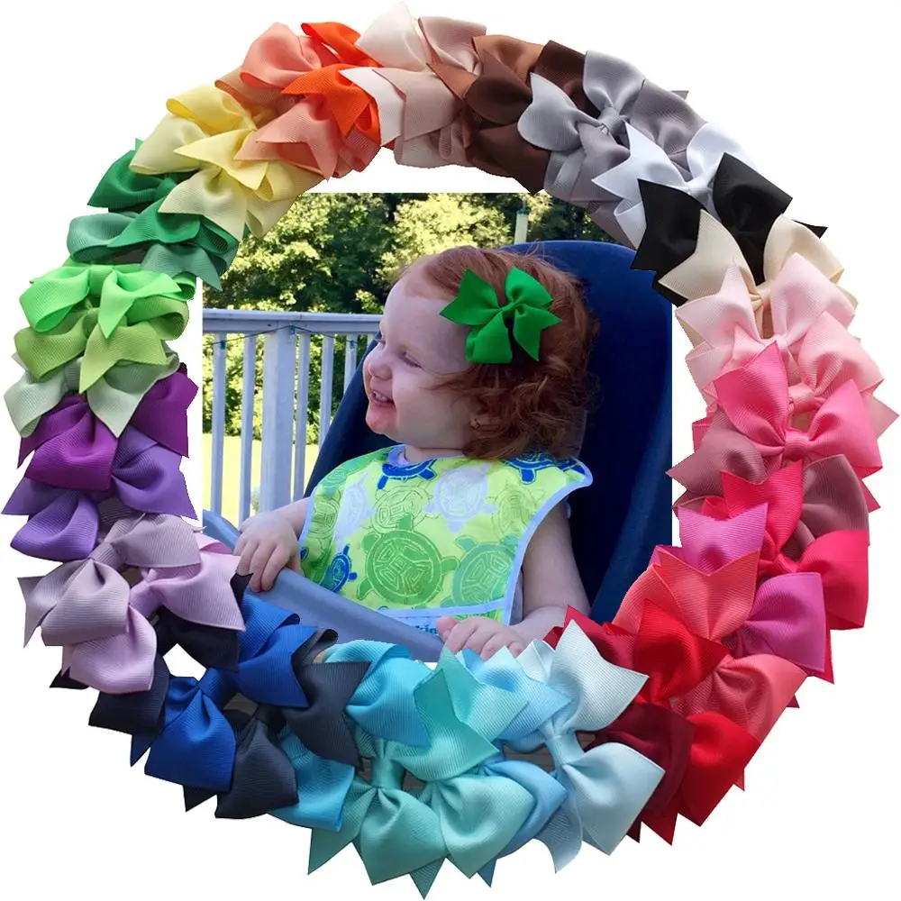 Wholesale Fishtail Hair Bow With Clips Solid Grosgrain Ribbon Hairbow