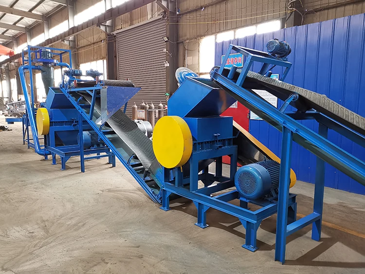 automatic whole production line for waste tire rubber recycling, shredding and granulation machinery and equipment