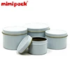 Empty Metal Deep Round Slip Lid Tin Cans Coated Iron Storage Boxes Containers in White for Candy, Tea, Candles